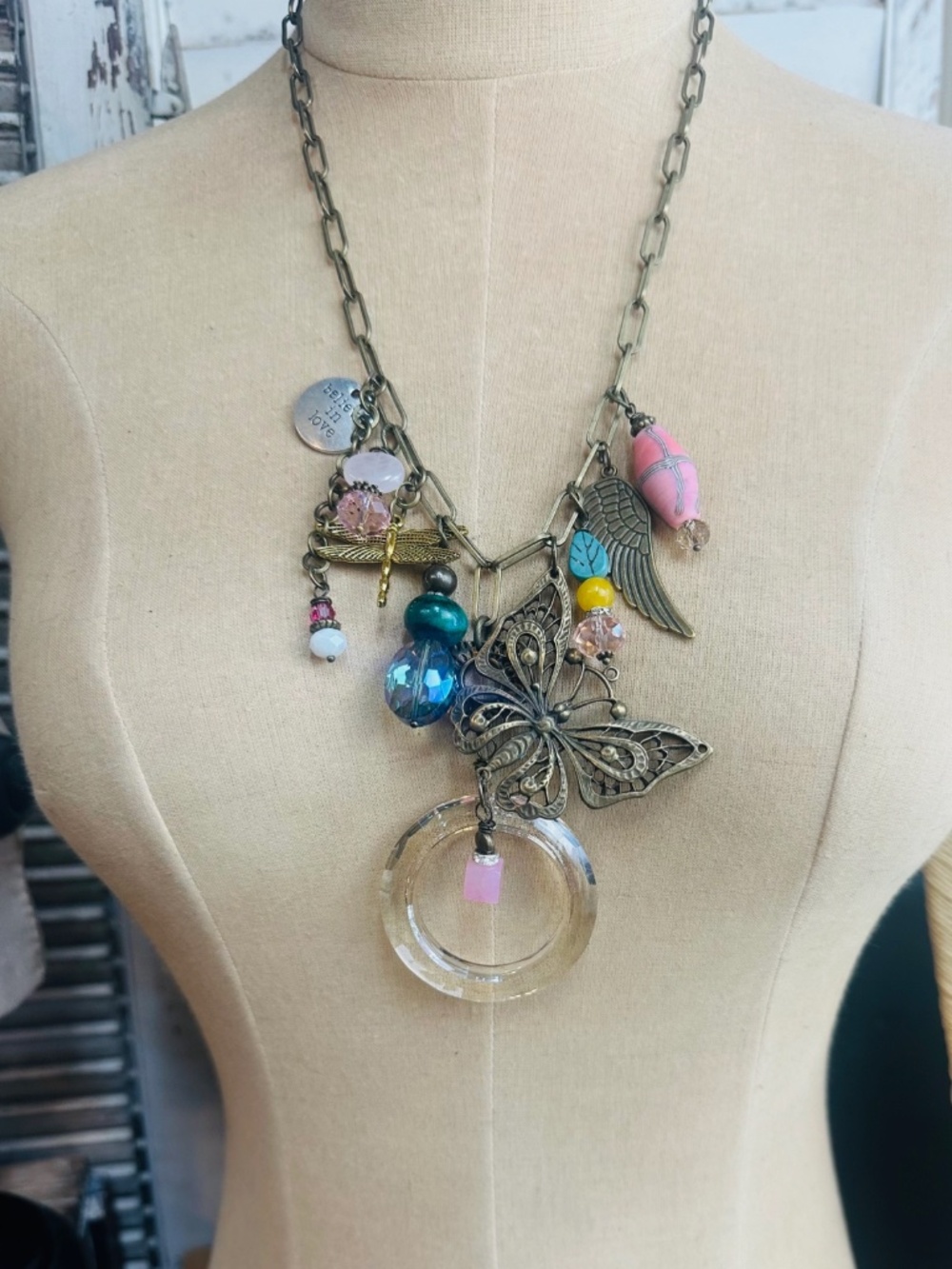 BOHO GYPSY JUNK ORIGINAL BUTTERFLY NECKLACE